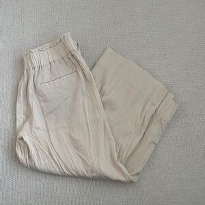 Vince Linen Crop Wide Leg Pants Tan Size 4